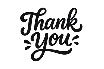 Thank You hand lettering. Handwritten calligraphy script. Gratitude quote for card design. Appreciation message. Typography vector illustration isolated on white background.