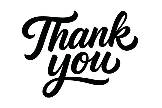 Thank you hand lettering vector illustration. Calligraphy script typography design. Isolated gratitude quote for greeting card, banner, poster. Appreciation message text element.