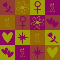 Breast cancer month seamless pink ribbon day mammogram pattern for medical accessories and medicine textiles