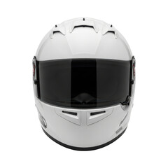 Fototapeta premium White motorcycle helmet front view with visor and ventilation system