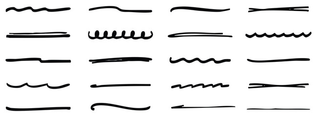 "20 Unique Line Shapes – Artistic Black Stroke Variations for Design & Illustration"