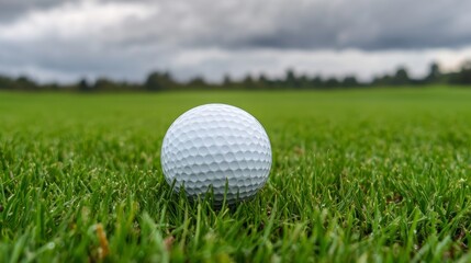 Obraz premium Golf Ball in Lush Green Grass on the Course, Sport , Outdoors