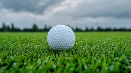 Obraz premium Golf Ball on Green Grass A Fairway View, Golf ,Sport