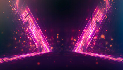 Abstract futuristic neon background, glow, light reflection.