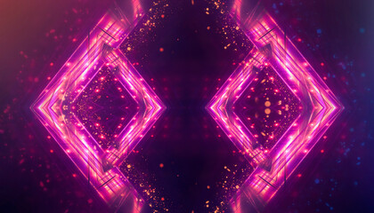 Abstract futuristic neon background, glow, light reflection.