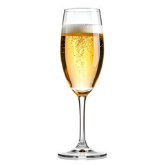 A tall glass of bubbly, golden liquid, with foam at the top, against a black background