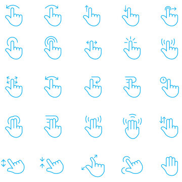 Fototapeta  Line style icons of animation: animated loading circle, character with movement lines, zooming lens, animated sparkle, stretching object, animated shadow, bouncing spring, floating cloud.