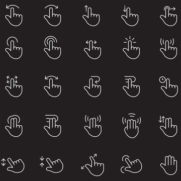 Fototapeta  Line style icons of animation: animated loading circle, character with movement lines, zooming lens, animated sparkle, stretching object, animated shadow, bouncing spring, floating cloud.