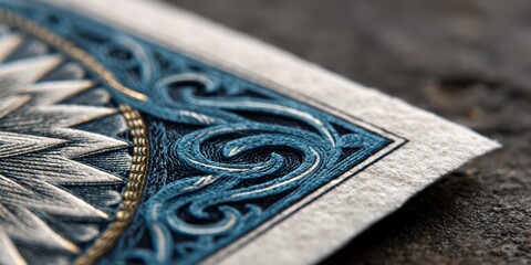 futuristic currency design, a bright high-contrast display of a intricately designed futuristic social currency banknote, with a subtle glow on a dark surface