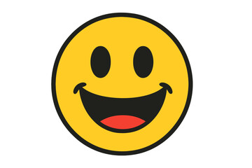 Fototapeta premium Happy smile face vector icon. Cheerful smiley emoticon illustration. Yellow positive laughing character for good mood or joy expression. Simple flat graphic design element.