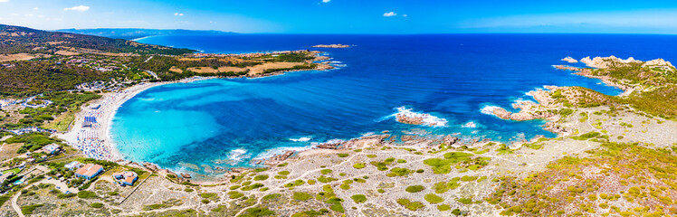 Obraz premium La Marinedda beach from drone in summer, north Sardinia, Europe