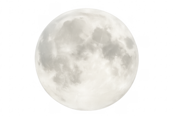 Full moon glowing brightly on transparent background