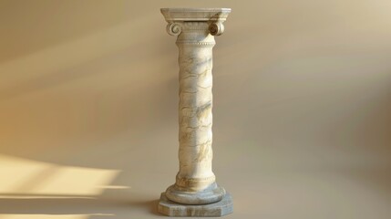 Elegant antique white column display on beige background for product presentation mockup scene