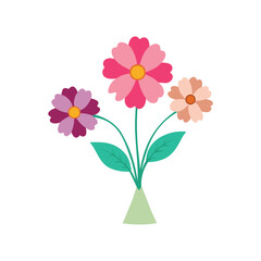 simple cosmos flower bouquet vector illustration