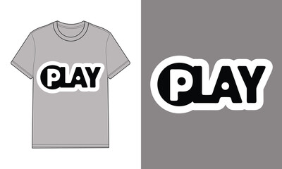 Gray t shirt with play text graphic mockup