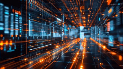 3d holographic financial data report  analyzing marketing strategies and development planning