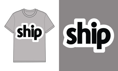 Gray t shirt with ship text graphic mockup