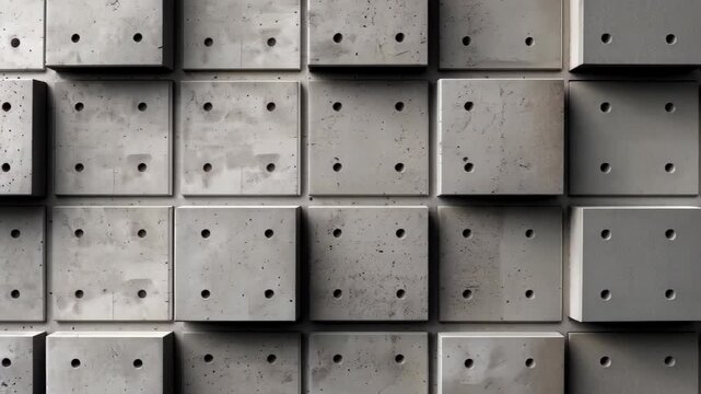 Concrete Cube Wall: An abstract composition featuring a geometric arrangement of concrete cubes, casting shadows and creating a play of light and texture.