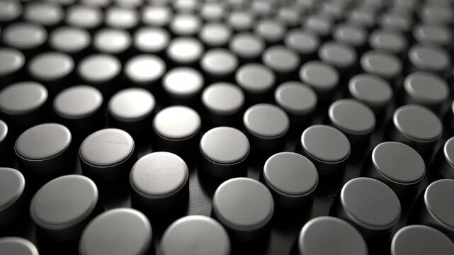 Abstract Metallic Cylinders: A close-up view reveals a sea of precisely arranged, cylindrical metallic objects, creating a sense of order, pattern, and industrial precision.