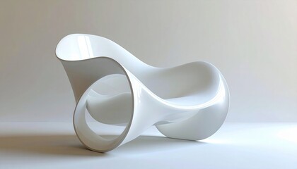Elegant, abstract chair design depicted in a  setting, showcasing a flowing, curved structure.