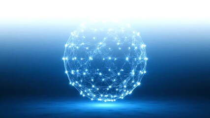 Futuristic digital globe representing global connections in blue light. - Powered by Adobe
