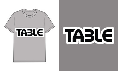 Gray T Shirt with T A B L E Text Graphic t-shirt clothing