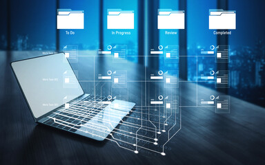 Task workflow system showing document progress through stages. Task tracking improves productivity, ensures visibility, task tracking supports planning, and task tracking manages status. Vouch