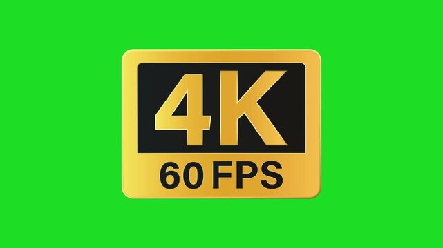 4K Ultra HD label. High quality. golden metal shine label with real 60fps effect loop animated Motion graphics. Green screen