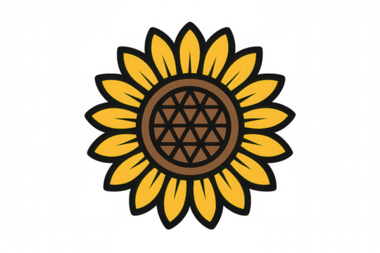 Sunflower icon celebrating summer and nature, a vibrant yellow floral vector with transparent background