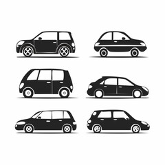 Cars of different types without drivers. Set of modes of transport and shapes vector illustration