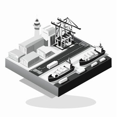 Cargo Port Illustration in Isometric Projection
