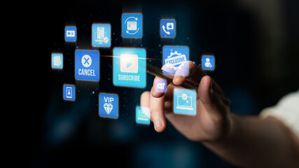 Concept of subscription services provides exclusive digital content. This model offers continuous access, enhancing subscription services with personalized experiences and benefits. Entice