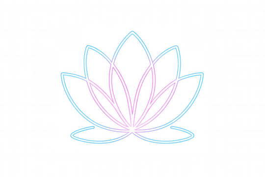 Lotus flower line art neon sign glowing with blue and pink light representing yoga meditation and spirituality - Powered by Adobe