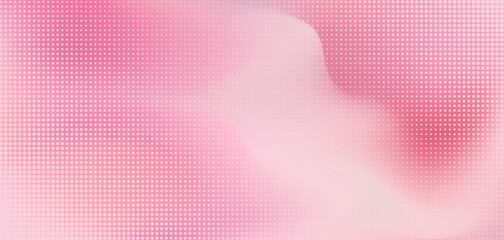Delicate bright fluid wavy candy pink and light coral mesh gradient background with halftone texture. Soft pastel colors liquid print with dots pattern for aesthetic business design, feminine banner