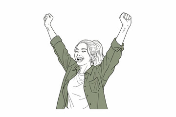 young asian lady with positive expression joyful exciting dressed casual cloth happy adorable glad woman rejoices success facial expression concept