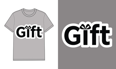 Grey t shirt with gift typography bow detail present