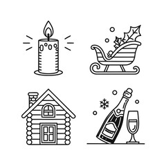 Four abstract geometric icons representing industry construction and architecture concepts isolated on transparent background