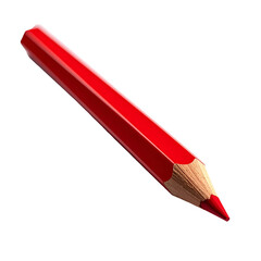 A shiny red colored pencil, angled, with a sharpened tip on a solid black background