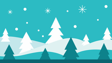 Obraz premium A beautiful winter&nbsp;landscape with Christmas&nbsp;trees covered in snow and a blue&nbsp;sky offers a serene holiday&nbsp;illustration and season design