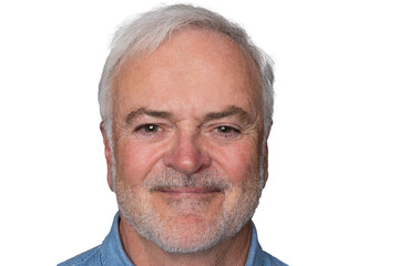 Close up portrait of handsome Mature man against a transparent background.