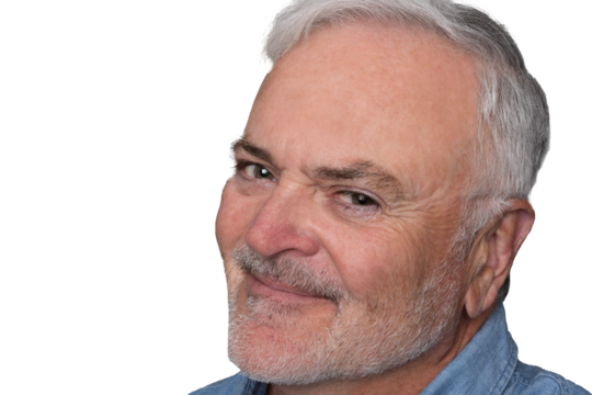 Close up portrait of handsome Mature man against a transparent background. - Powered by Adobe