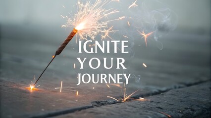 Sparkler burning with inspirational message in abstract scene