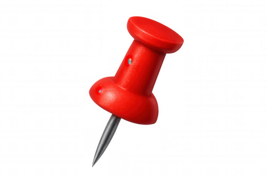 Red pushpin creating a focal point, symbolizing important reminders, location markers, or business organization on a transparent background
