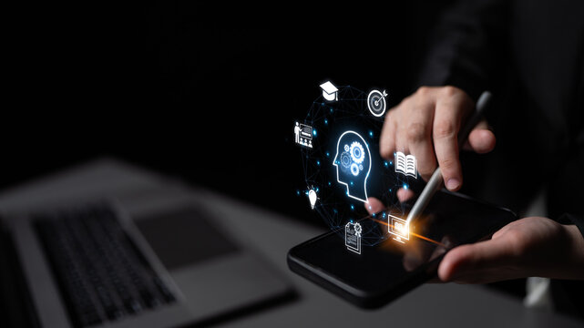 Concept of education and continuous learning. A network of e-learning resources for training, acquiring knowledge, and developing new skills for personal and professional growth. Fermion