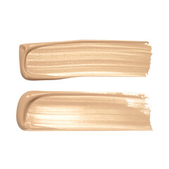 Two parallel strokes of light beige creamy cosmetic makeup against a stark black background