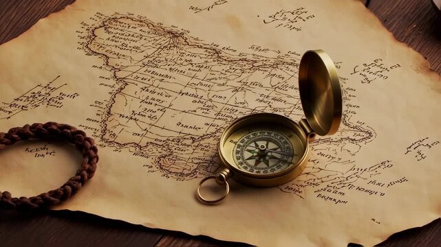 Antique map with compass