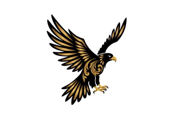 Fototapeta premium Majestic Golden Eagle Illustration: Striking Vector Design with Intricate Details for Brand Identity