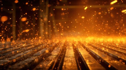 Vibrant Sparks and Fiery Glow in a Workshop During Metalworking Process at Night