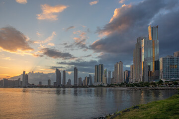 Panama City Waterfront Skyline at Sunset
