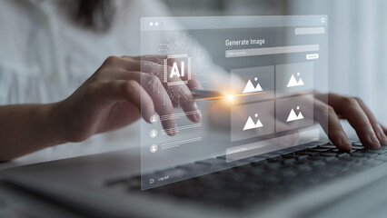 AI image generator interface enables image, AI, and generator process by converting user prompt...